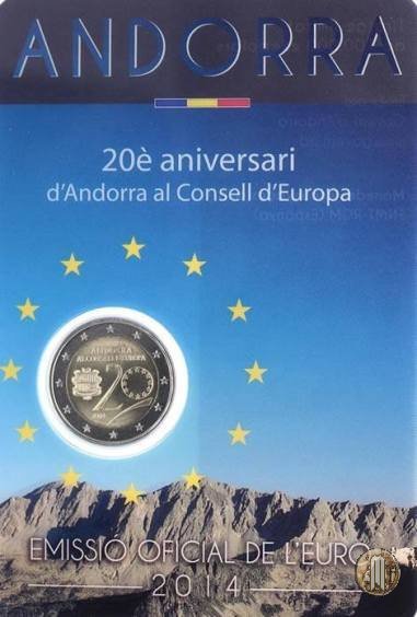 2 Euro 2014 20° anniv. ingresso di Andorra nel Consiglio europeo 2014