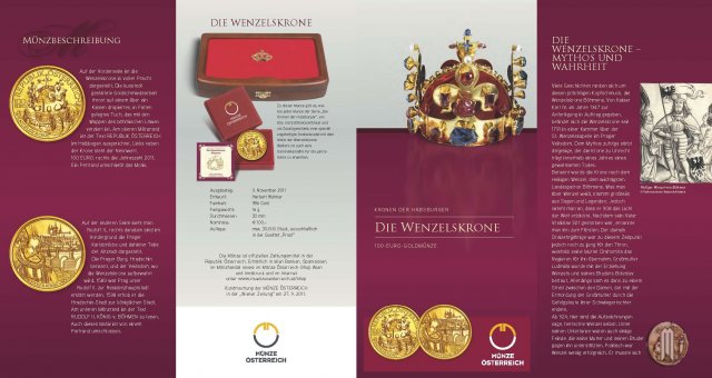 100 Euro 2011 Die Kronen der Habsburger - Corona di Boemia 2011 (Vienna)