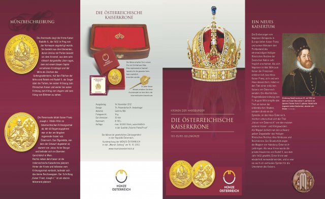 100 Euro 2012 Die Österreichische Kaiserkrone - Corona Imperiale d'Austria 2012 (Vienna)