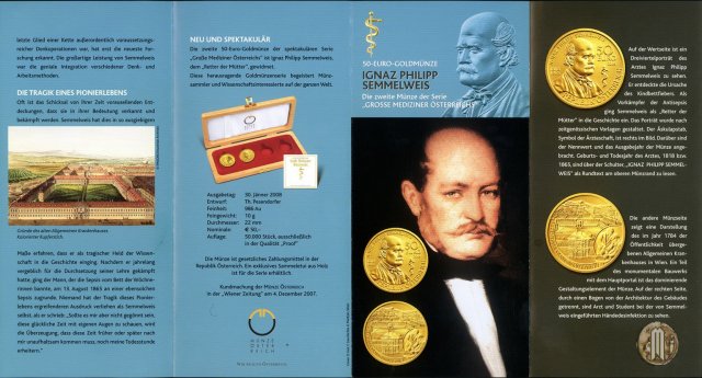 50 Euro 2008 Ignaz Philipp Semmelweis 2008 (Vienna)