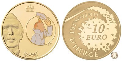 10 Euro 2007 100° Anniversario della nascita di Herge - Tintin 2007 (Parigi)