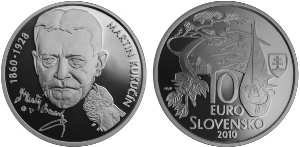 10 Euro 2010 Martin Kukucin - 150° Anniversario della nascita 2010 (Kremnica)