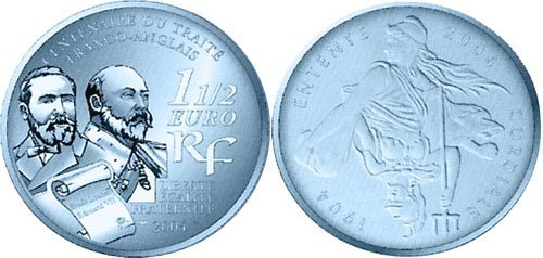 1 1/2 Euro 2004 Centenario del trattato franco-inglese <i>Entente Cordiale</i> 2004 (Parigi)