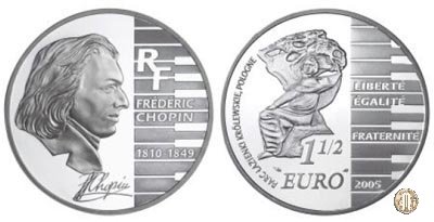 1 1/2 Euro 2005 195° Anniversario della nascita di Frédéric Chopin 2005 (Parigi)