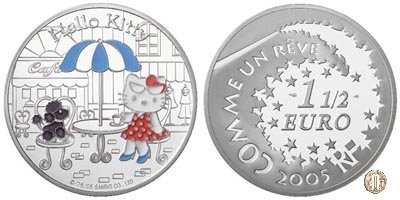 1 1/2 Euro 2005 30° Anniversario di <i>Hello Kitty</i> - Kitty al caffè 2005 (Parigi)