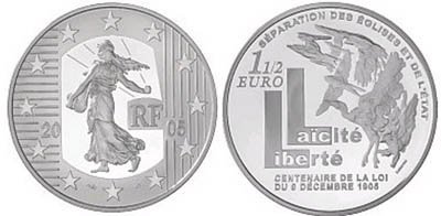 1 1/2 Euro 2005 La Seminatrice - Centenario della legge del 9 dicembre 1905 2005 (Parigi)