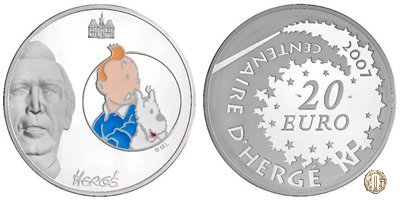 20 Euro 2007 100° Anniversario della nascita di Herge - Tintin et Milou 2007 (Parigi)