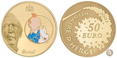 50 Euro 2007 100° Anniversario della nascita di Herge - Tintin e Milou 2007 (Parigi)