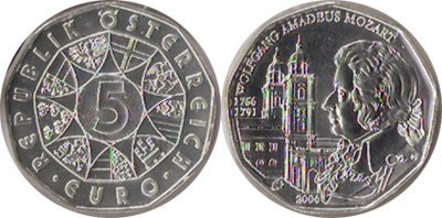 5 Euro 2006 250° Anniversario della nascita di W.A. Mozart 2006 (Vienna)