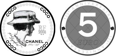 5 Euro 2008 125° Anniversario della nascita di Coco Chanel 2008 (Parigi)