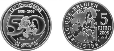5 Euro 2008 Cinquantenario dei Puffi 2008 (Bruxelles)