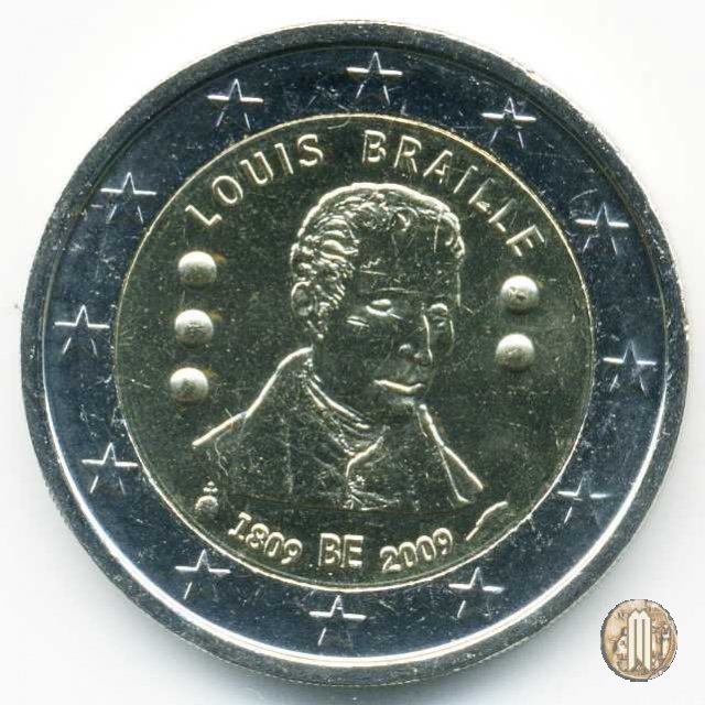 2 Euro 2009 200° Anniversario della Nascita di Louis Braille 2009 (Bruxelles)