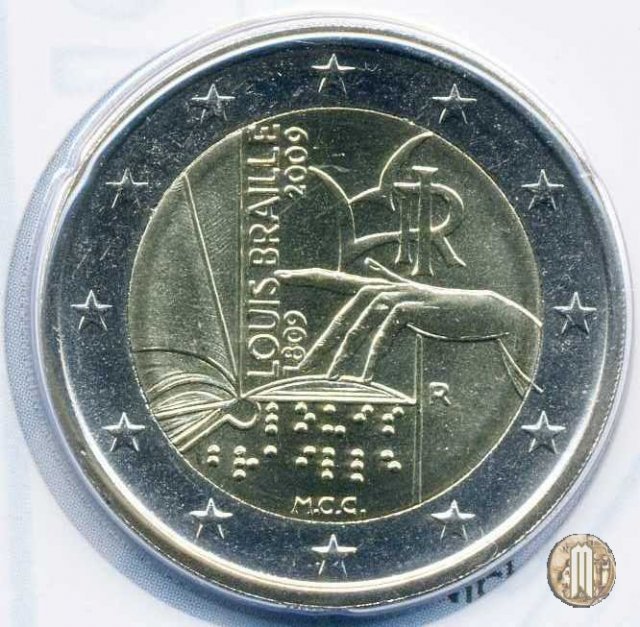 2 Euro 2009 200° Anniversario della Nascita di Louis Braille 2009 (Roma)