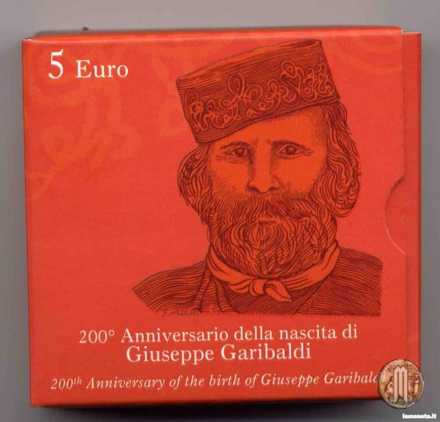 5 Euro 2007 200° Ann. nasc. Giuseppe Garibaldi 2007 (Roma)