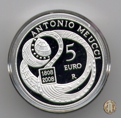 5 Euro 2008 200° Ann. nasc. Antonio Meucci 2008 (Roma)