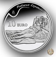 10 Euro 2010 Pittori Spagnoli III Serie - Goya - <i>La maja vestida</i> 2010 (Madrid)