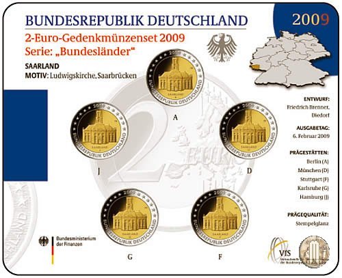 Germania 2009 FdC 2009 (Amburgo:Berlino:Karlsruhe:Monaco:Stoccarda)