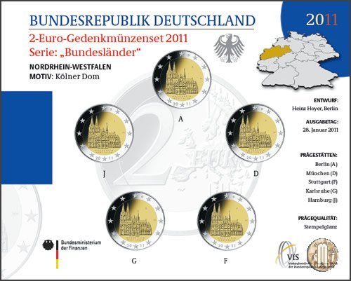 Germania 2011 FdC 2011 (Amburgo:Berlino:Karlsruhe:Monaco:Stoccarda)