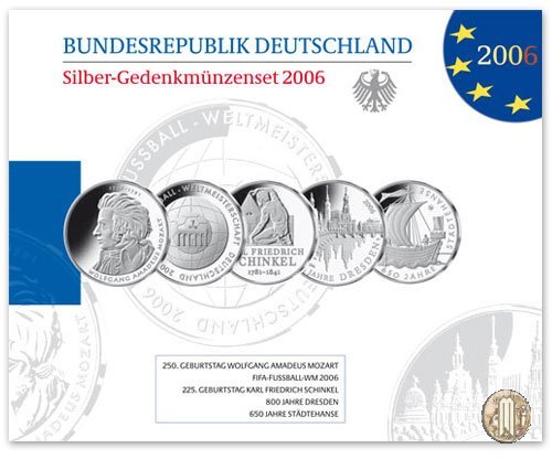 Set Commemorative in Argento 2006 2006 (Amburgo:Berlino:Karlsruhe:Monaco:Stoccarda)