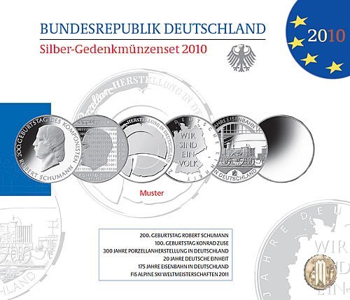 Set Commemorative in Argento 2010 2010 (Amburgo:Berlino:Karlsruhe:Monaco:Stoccarda)