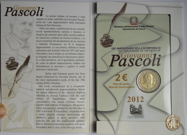 2 Euro 2012 100° Anniversario della Scomparsa di Giovanni Pascoli 2012 (Roma)