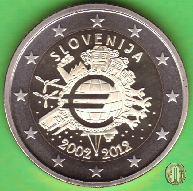 2 Euro 2012 10 anni di banconote e monete in euro 2012 (Kremnica)