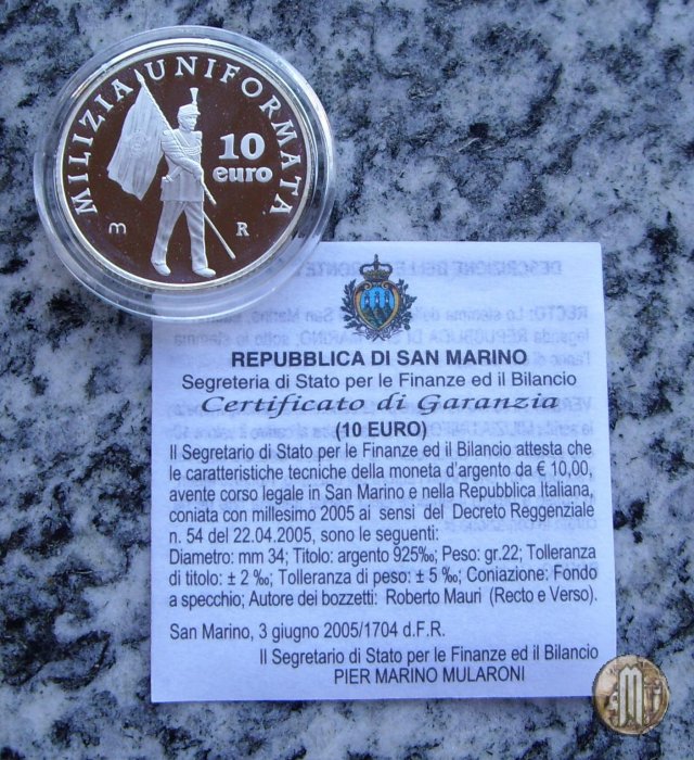 10 Euro 2005 Milizia Uniformata Sammarinese 2005 (Roma)