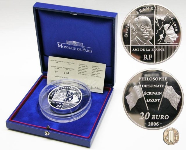 20 Euro 2006 300° Anniversario della nascita di Benjamin Franklin 2006 (Parigi)