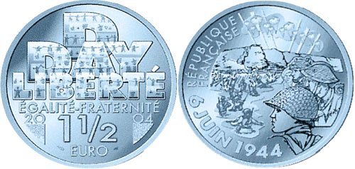 1 1/2 Euro 2004 60° Anniversario del 6 Giugno 1944 2004 (Parigi)
