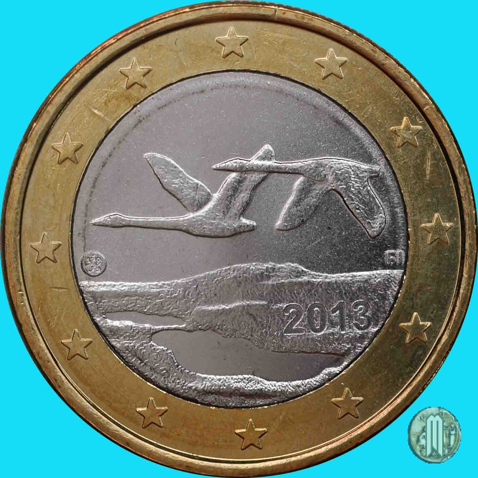 Moneta 1 Euro 2001 Finlandia Cigni Uccelli circolata rara